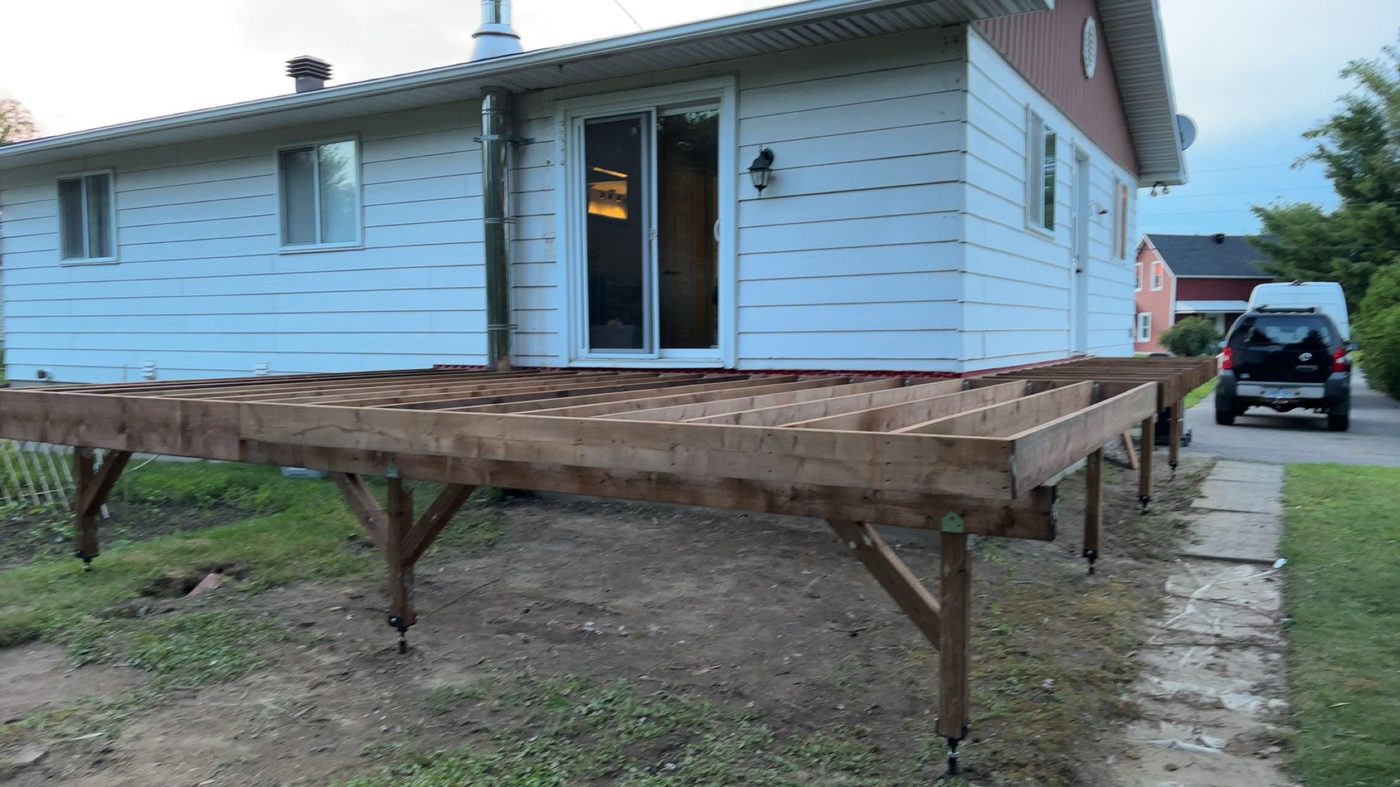 New deck framing with joists and posts