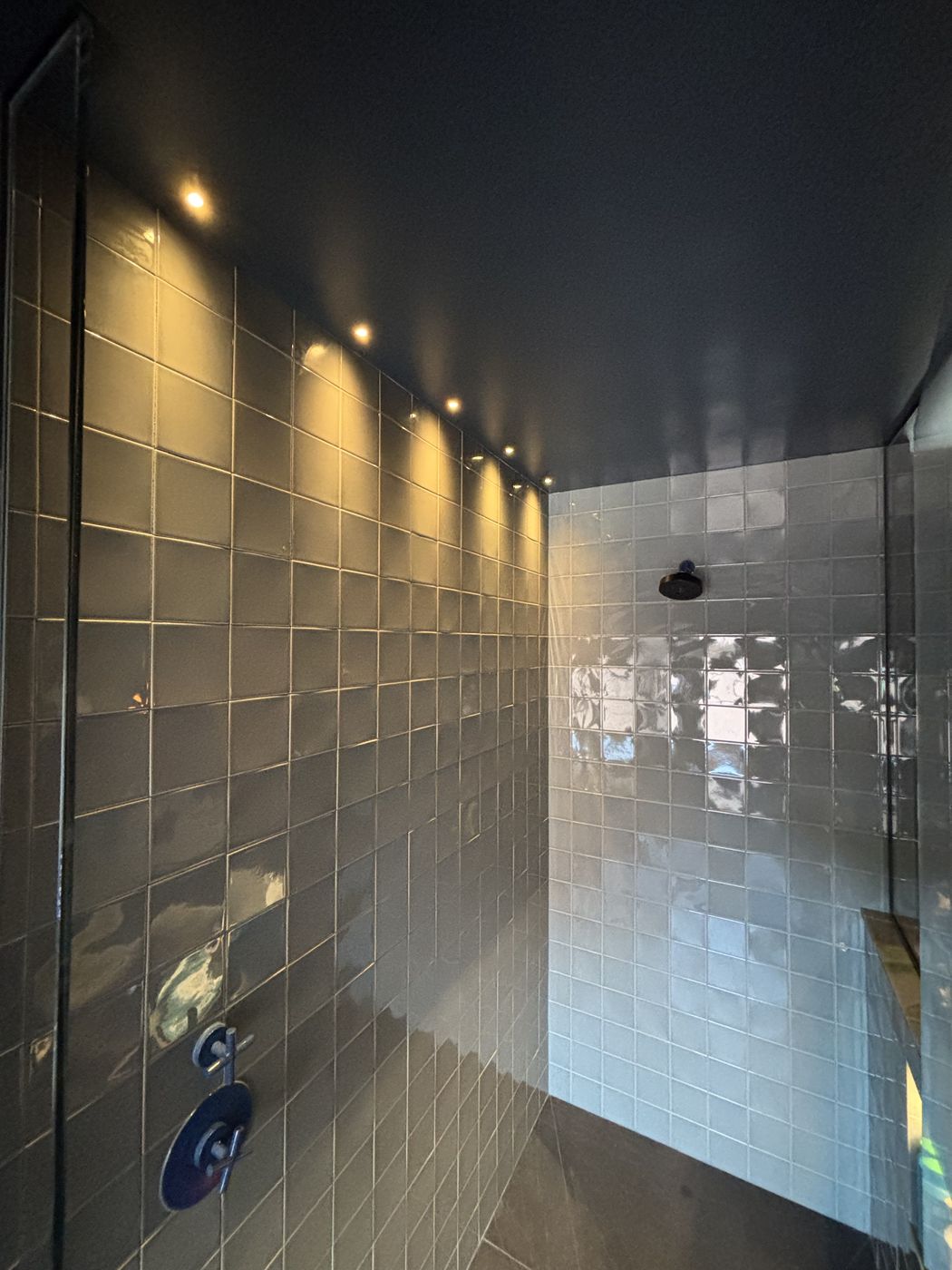Low voltage micro LEDs in tiled shower